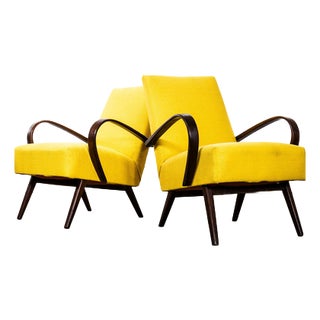 Vintage Lounge Chair in Mustard by Jaroslav Smidek, 1950s For Sale