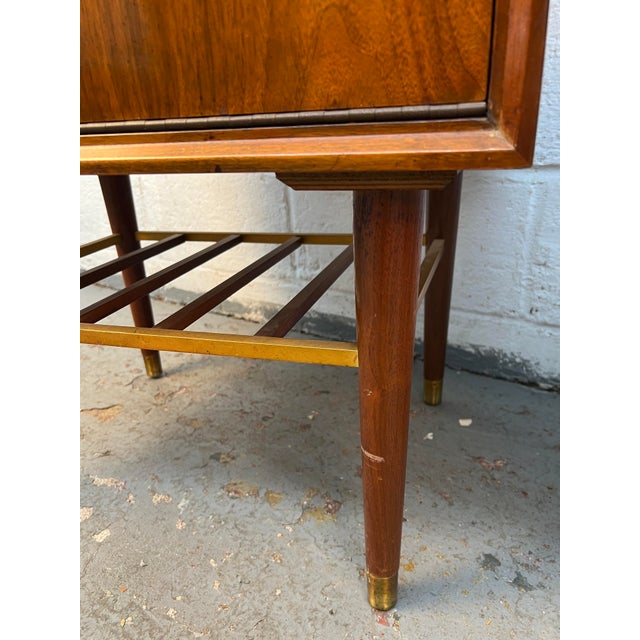 Mid-Century Walnut and Brass Night Stands by Furnette Furniture Company For Sale - Image 15 of 17