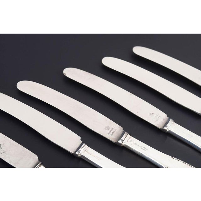 Evald Nielsen lunch knives, set of six. Model number 14 Elegant lunch knives in sterling silver and stainless steel. Model...
