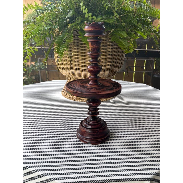 Antique Dutch Colonial Treen Turned Wood Candleholder For Sale - Image 15 of 16
