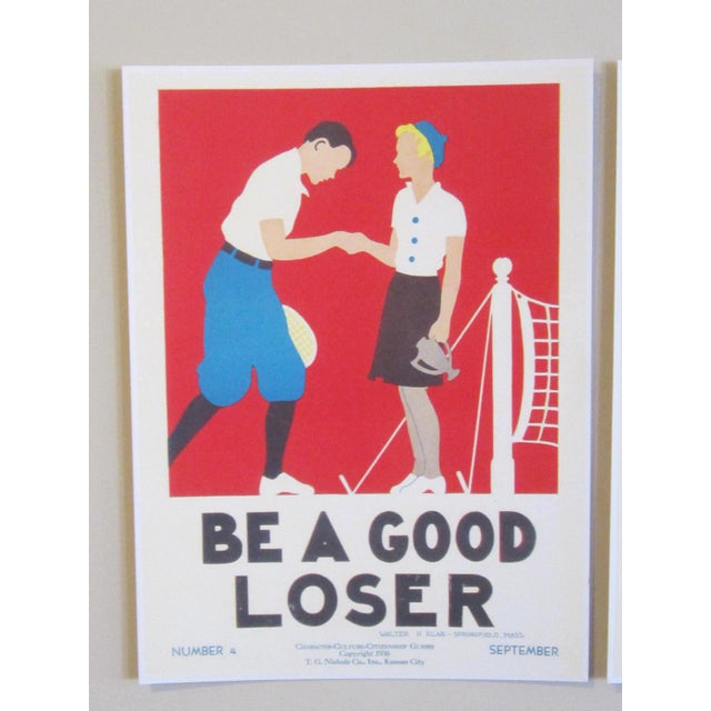 A group of 3 UNFRAMED 1930's grade school poster prints given to teachers who used them to teach a unit on Character,...