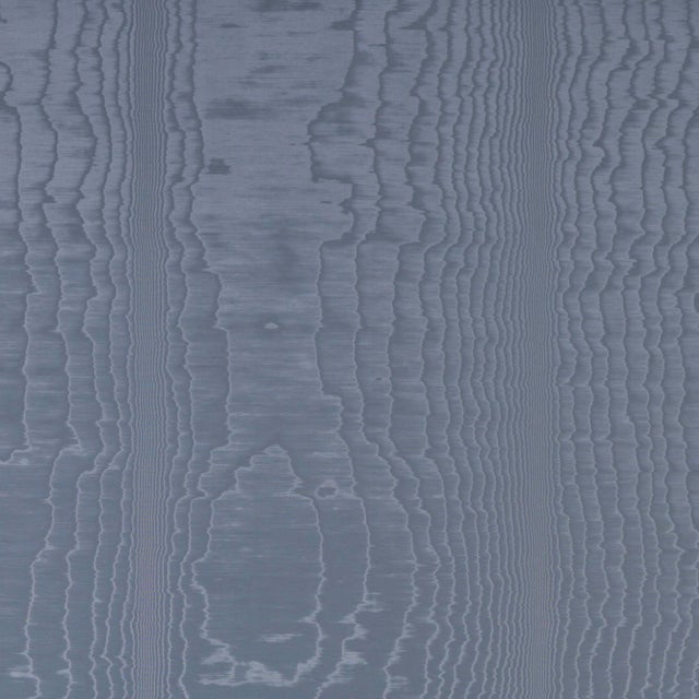 Sample - Schumacher Moire Wallpaper in Ocean For Sale