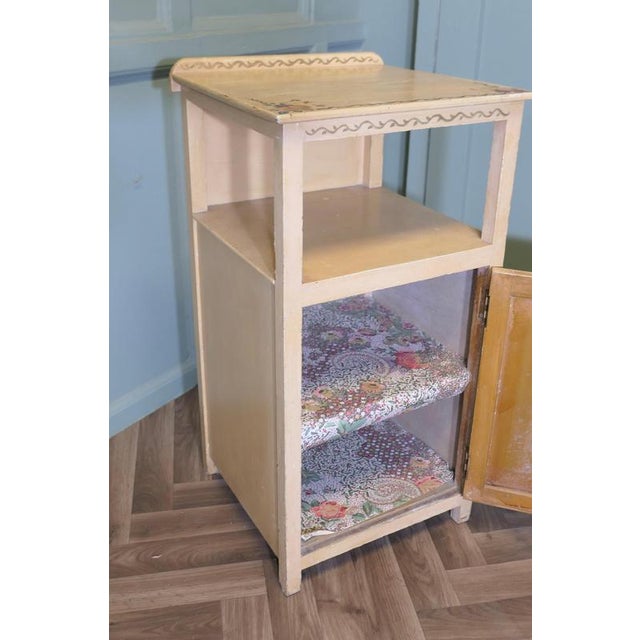 Bedside Table with Hand Painted Flowers, 1940 For Sale - Image 6 of 8
