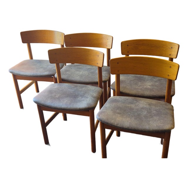 Original Borge Mogensen Oiled Oak Dining Chairs Set of Five Chairs #236 Fredericia Stolefabrik For Sale