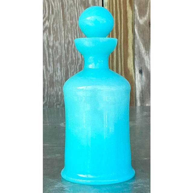 Vintage Boho Opaline Glass Decanter For Sale - Image 4 of 5