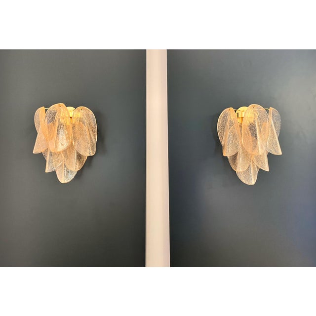 Vintage Gold Murano Glass Petal Wall Sconces from Rondini, 1990s, Set of 2 For Sale - Image 12 of 16