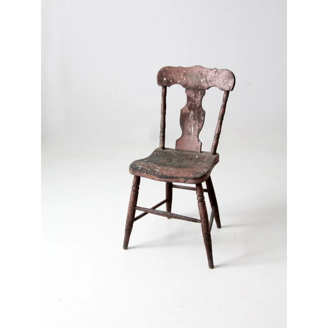 Antique Rustic Fiddleback Chair For Sale - Image 4 of 11