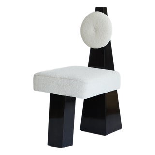Christian Siriano Lula Chair in Black Lacquer & Ivory Bouclé For Sale