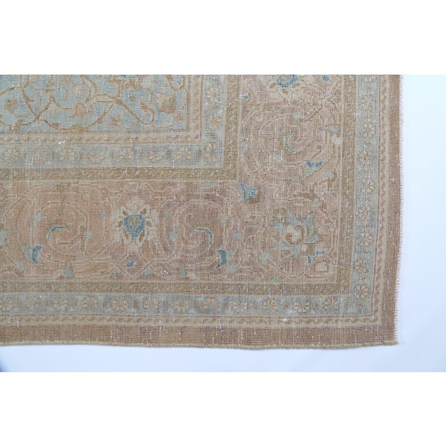 Vintage Hand-Knotted Tribal Rug – Soft Earth Tones & Floral Medallion - 9' 9'' X 13' 2'' For Sale - Image 11 of 11