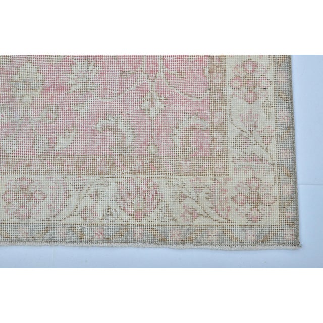 1960s Pale Pink Natural Vintage Area Carpet For Sale - Image 9 of 11