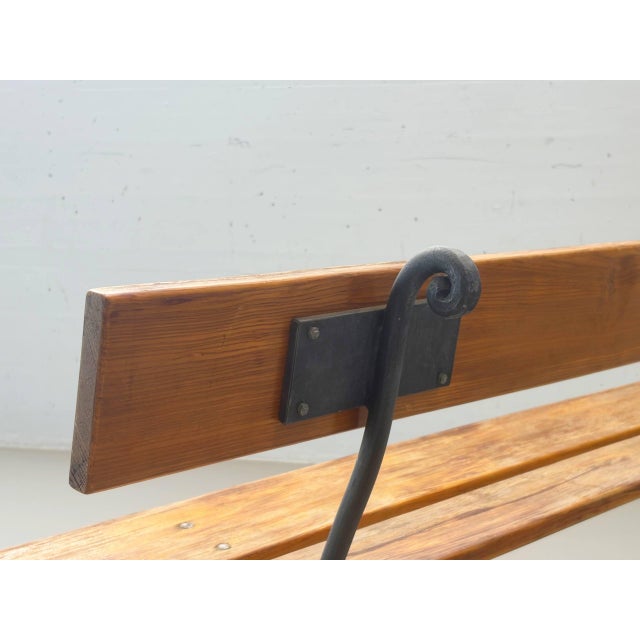 Garden Bench with Delicate Cast Iron Frame and Wooden Slats, 1950s For Sale - Image 15 of 16
