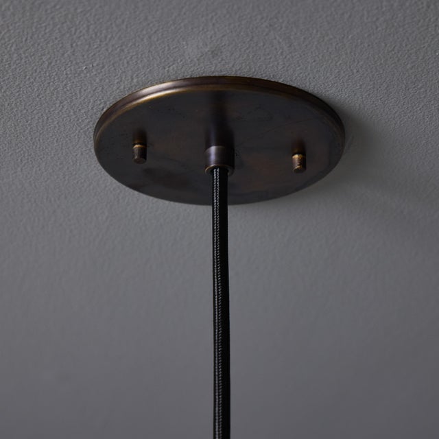 1950s 1950s Perforated Metal and Opaline Glass Pendant Attributed to Mathieu Matégot For Sale - Image 5 of 12