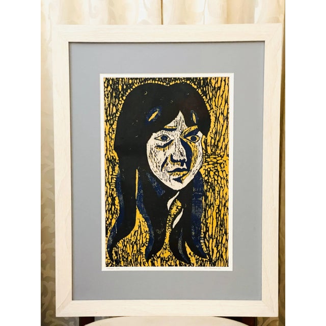 This is an original wood print on Japanese rice paper with three printed colors: The first step in creating this woodprint...