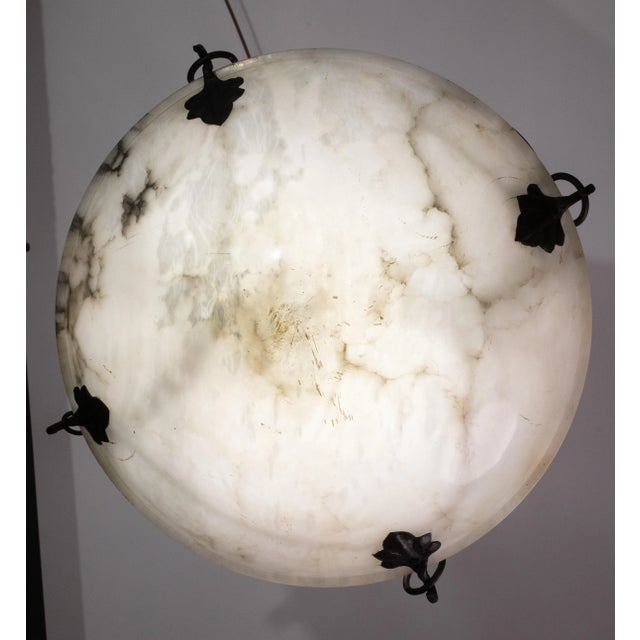Extra Large White Alabaster Pendant, 1940s For Sale - Image 10 of 11