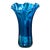 Mid-Century Modern Blue Ruffled Rim 14" Tall Blown Glass Vase For Sale