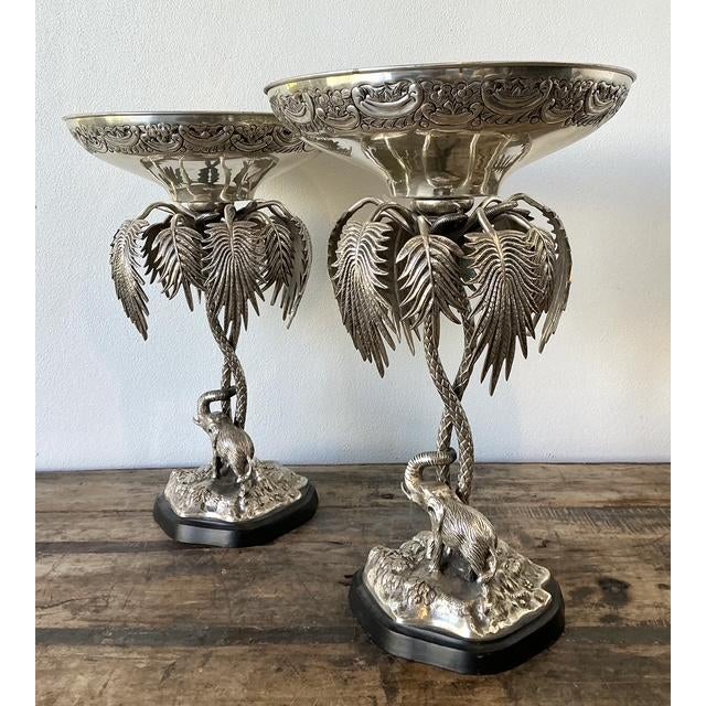 Vintage Engraves PalmTree Epergenes - A Pair For Sale - Image 10 of 11