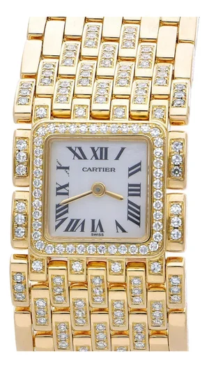 Cartier Panthère Ruban Wg3009ta Factory Diamond 18k Gold Full Set Watch