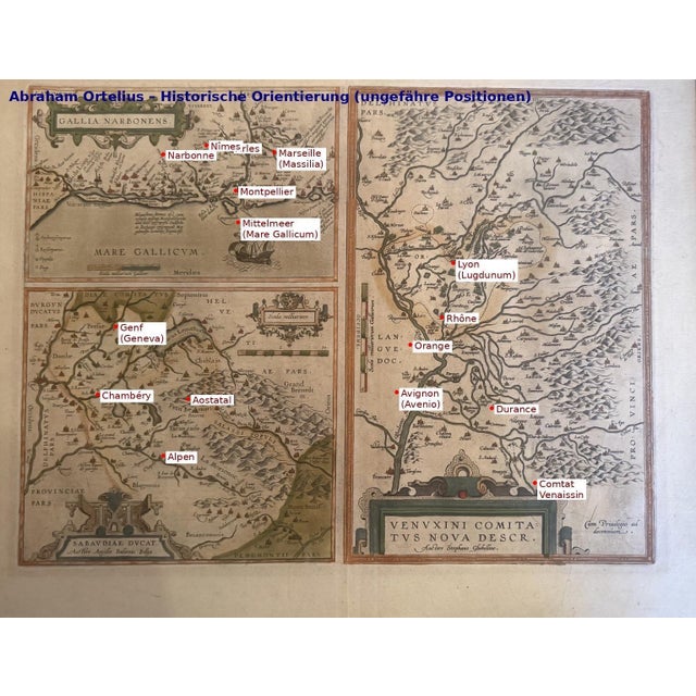 Hand-Colored Atlas Map of Gallia Narbonensis by Abraham Ortelius, 1600 For Sale - Image 16 of 18