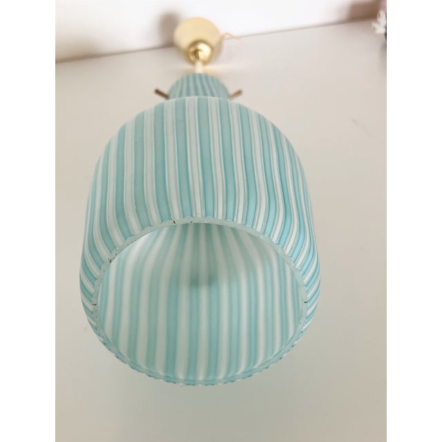 Italian Pendant Lamp in Striped Glass and Brass from Venini, 1960s For Sale - Image 10 of 18