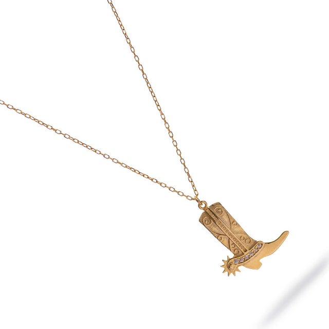 Early 21st Century Western Spirit Cowboy Boot Gold Vermeil Necklace For Sale - Image 5 of 7