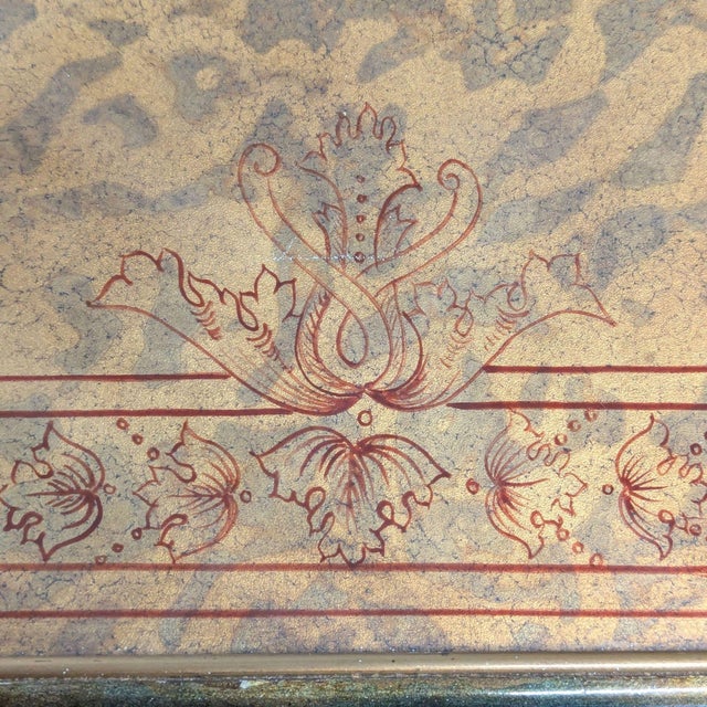 1980s Theodore Alexander Venetian Art Deco Gilded Verre Églomisé Two-Drawer Chest For Sale - Image 11 of 12