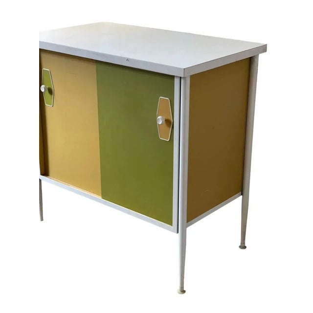 Mid-Century Modern 1970s Vintage Mid Century Modern Record Cabinet Removable Shelf Steel Framed George Nelson in Style Of For Sale - Image 3 of 6