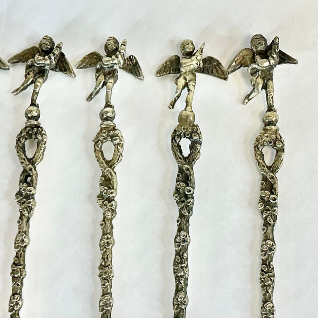 1920s 1920s Antique Italian Baroque Rocco Silverplate Dessert Spoons - Set of 10. For Sale - Image 5 of 12