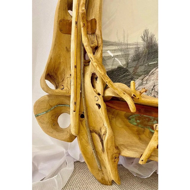 Black Eccentric Art Nouveau Rustic Frame With a Signed Paul Gorka Print For Sale - Image 8 of 13