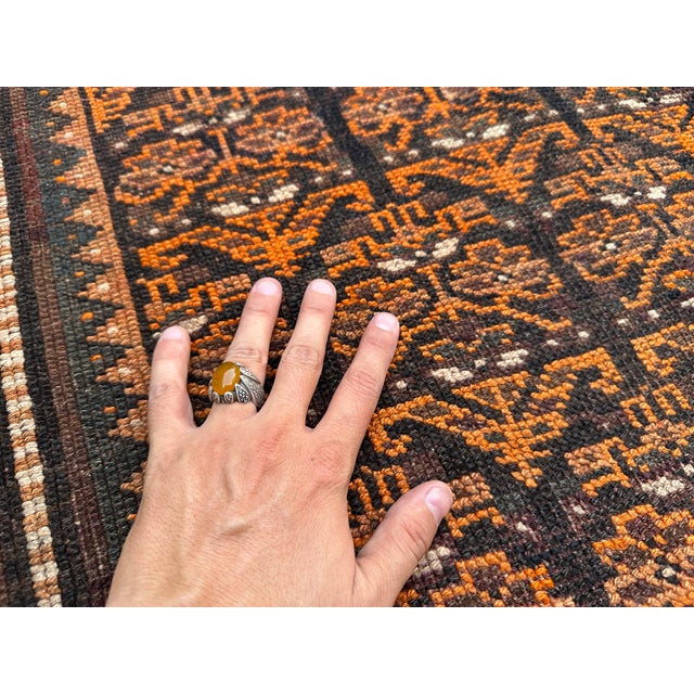 Brown Vintage Adraskan Baluch Rug, Hand-Knotted Wool, Tribal, 4x8, Rust & Brown For Sale - Image 8 of 10