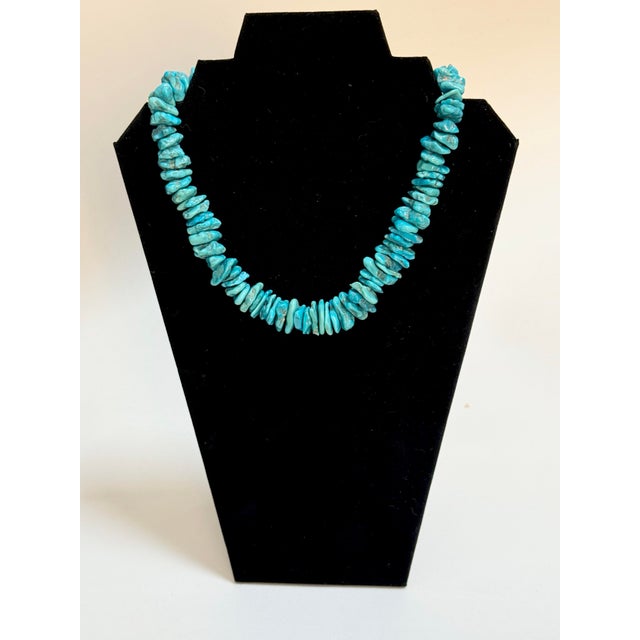 American Vintage Southwest Turquoise Beaded Necklace With Indian Nickel Clasp For Sale - Image 3 of 7