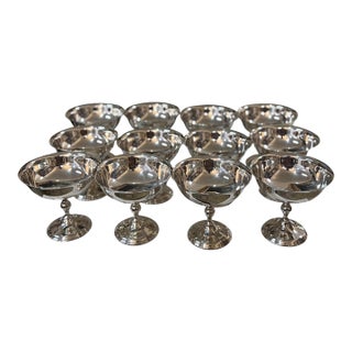 Mid 20th Century Silver Plate Coupes Set of 12 For Sale