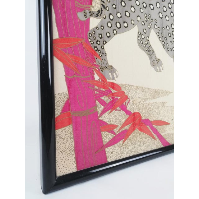 Large Silk Wall Tapestry Depicting a Tiger and a Cheetah by Fabbriziani & Calandra, Italy, 1970s For Sale - Image 14 of 18