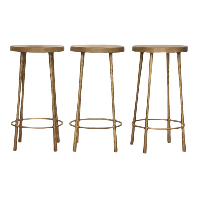 Weston Counter Stool - Hammered Aged Brass From Frances and Son, Set of 3 For Sale
