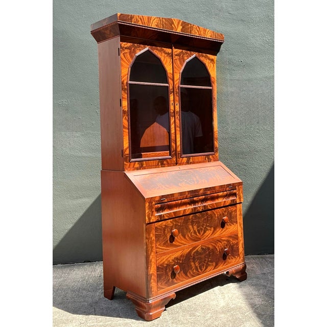 Vintage Empire Drop Front Secretary Desk For Sale - Image 9 of 12