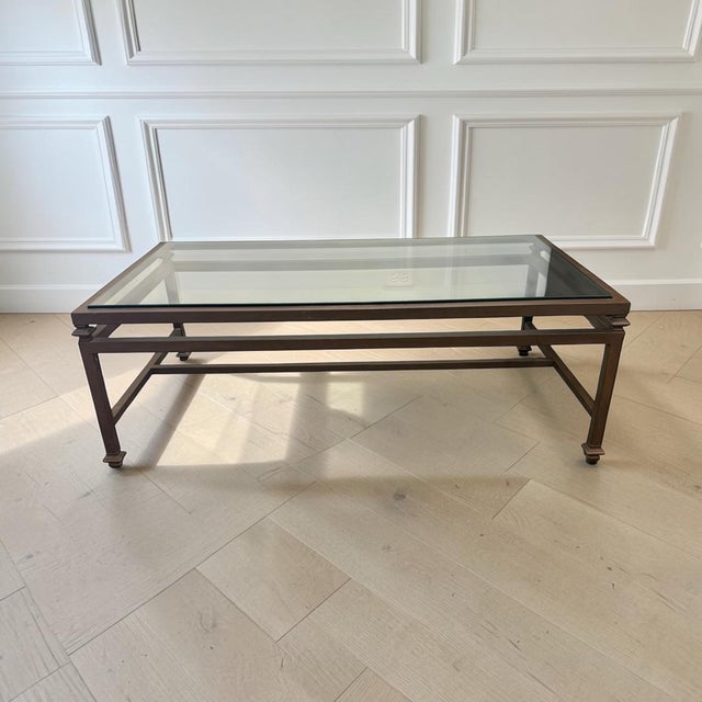 Custom cocktail table from antique reproduction furniture masters Dennis & Leen. The Roman table, minimal yet monumental,...