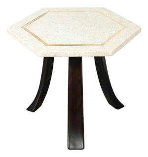Mid-Century Modernist Hexagonal Terrazzo Side Table by Harvey Probber