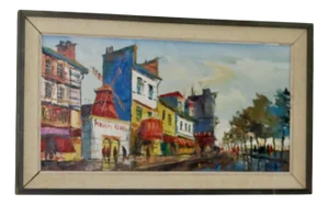 K. Isakson, Moulin Rouge in Paris, 1970s, Oil on Canvas, Framed