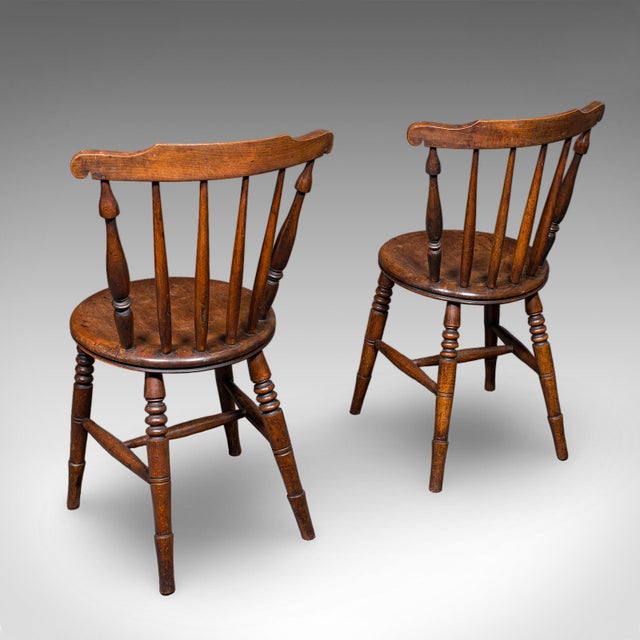 Traditional Set of 4 Antique Station Chairs, English Beech Dining Seat, Reception, Edwardian For Sale - Image 3 of 12