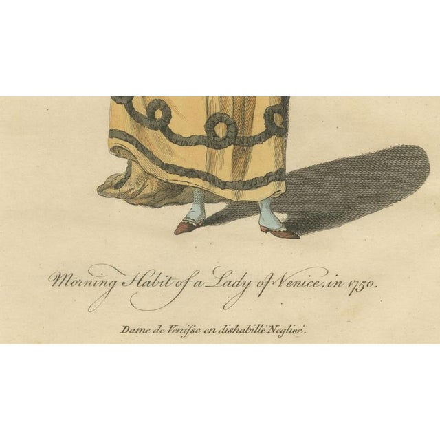 European School, Venetian Morning Dress Costume Print Lady of Venice Fashion, 1749, Paper For Sale - Image 6 of 11