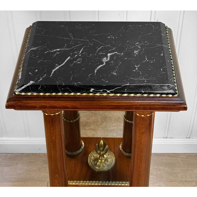 Wood Antique French Rococo Empire Marble Top Plant Stand Pedestal Table For Sale - Image 7 of 15