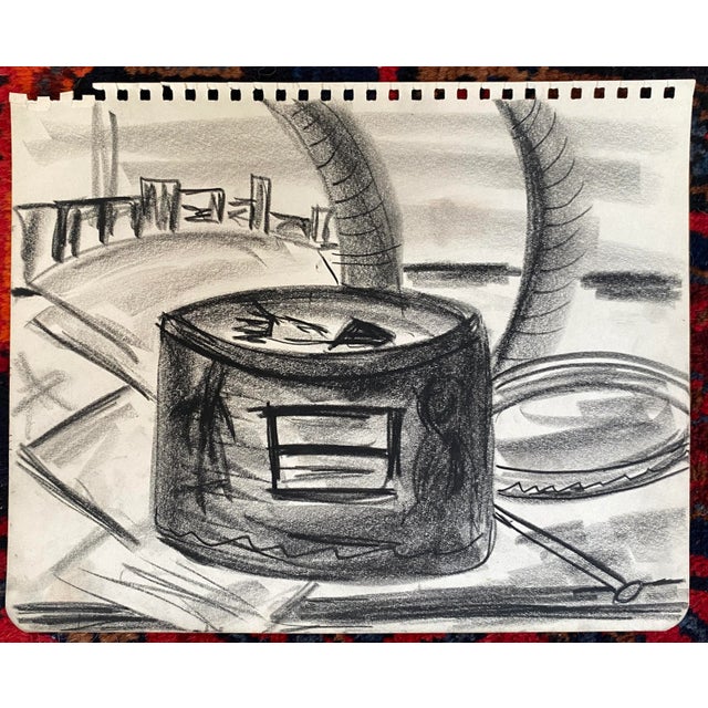 1950s industrial drawing by artist Virginia Spencer, from an sketchbook of her San Francisco work. Unsigned.