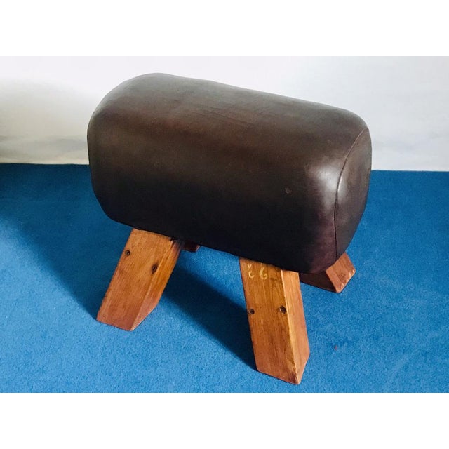 1930s Vintage Leather Bench, 1930s For Sale - Image 5 of 7