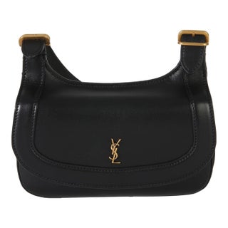 Black Smooth Calfskin Small Charlie Shoulder Bag For Sale