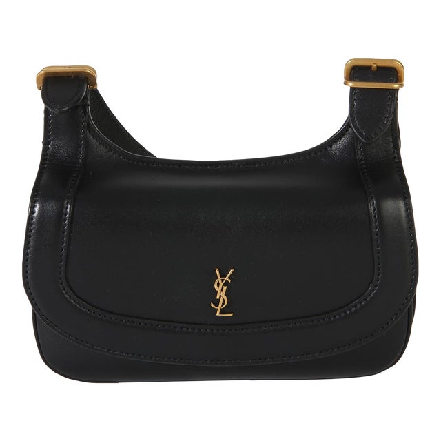 Black Smooth Calfskin Small Charlie Shoulder Bag For Sale
