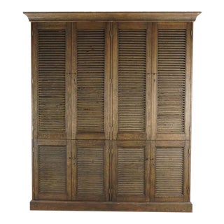 Rustic Restoration Hardware Shutter Double Armoire For Sale