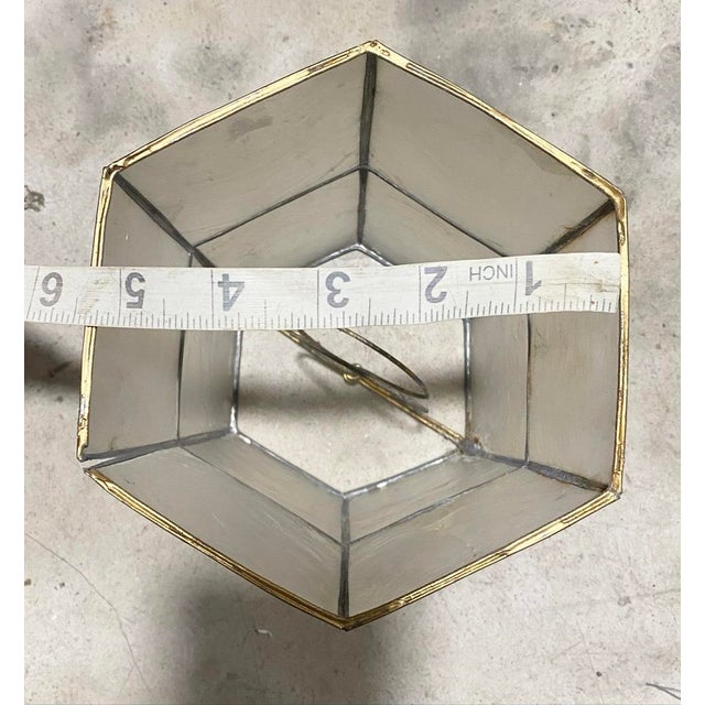 Vintage Modern Style Capiz Shell Hexagonal Lamp Shade For Sale - Image 10 of 10