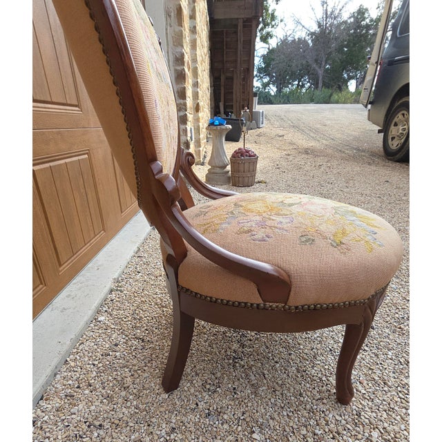 Antique Victorian Needlework Parlor Chair For Sale - Image 11 of 18
