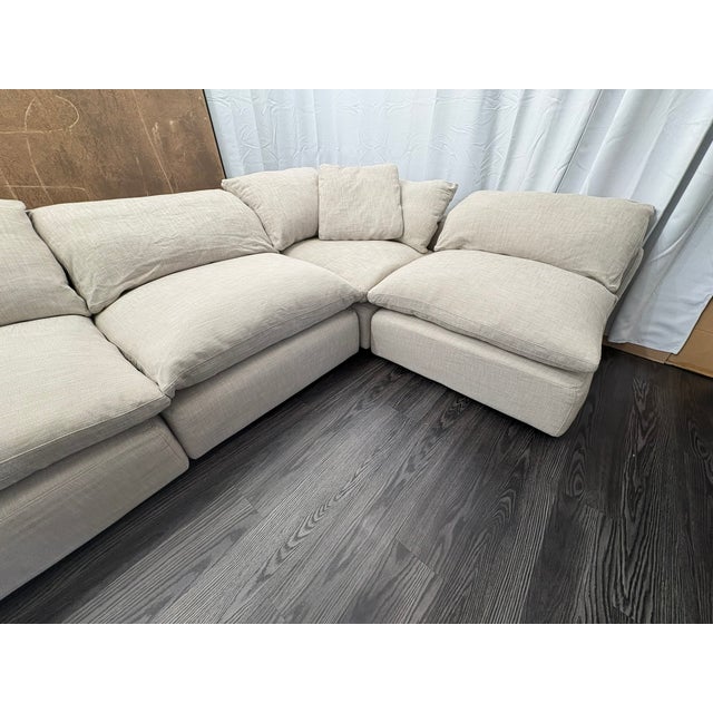 Rh Cloud Modular Sectional 6-Piece Configuration | Perennials® Performance Textured Linen Weave | Warm Neutral For Sale - Image 15 of 18