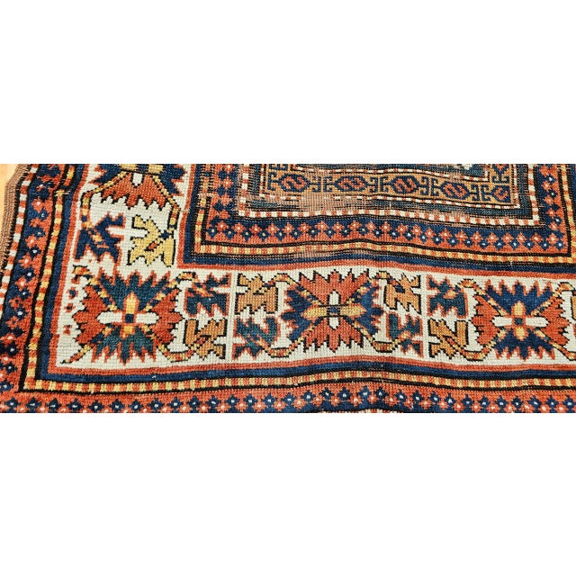 Textile Antique Caucasian Kazak Rug, Handwoven Wool, Memling Gul Medallions, 4' x 7' For Sale - Image 7 of 11