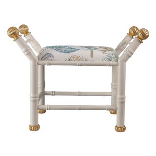 Boca White Ocean Bamboo Bench For Sale